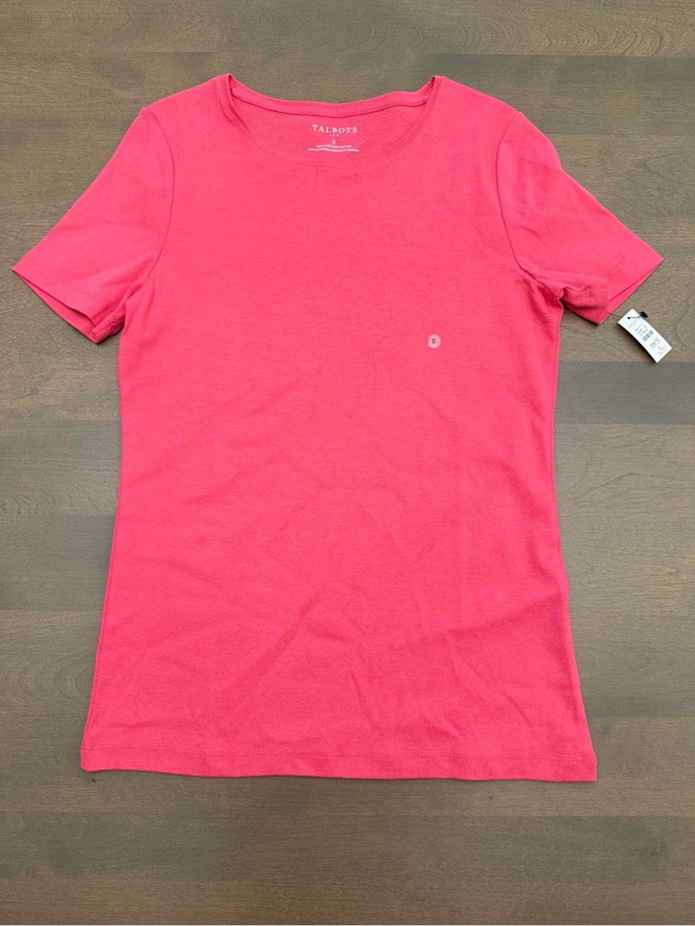 Talbots Pink 100% Cotton Short Sleeve T-Shirt Size Small NWT